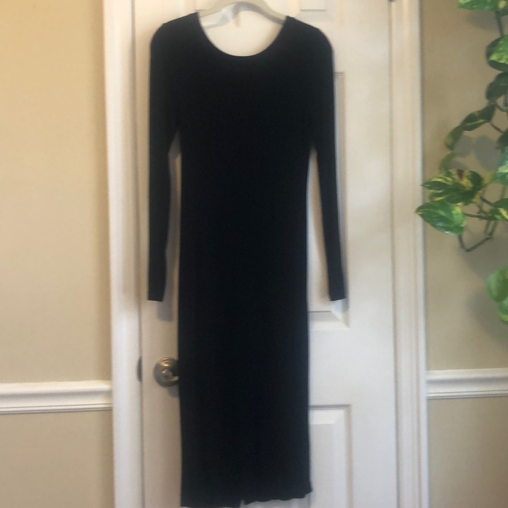 Splendid black ribbed long sleeve dress